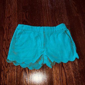 Girls Green Scalloped Shorts
